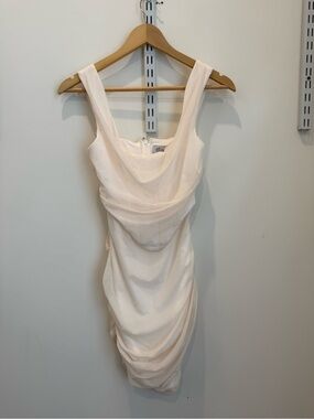 Oh Polly Cream Draped Mini Dress